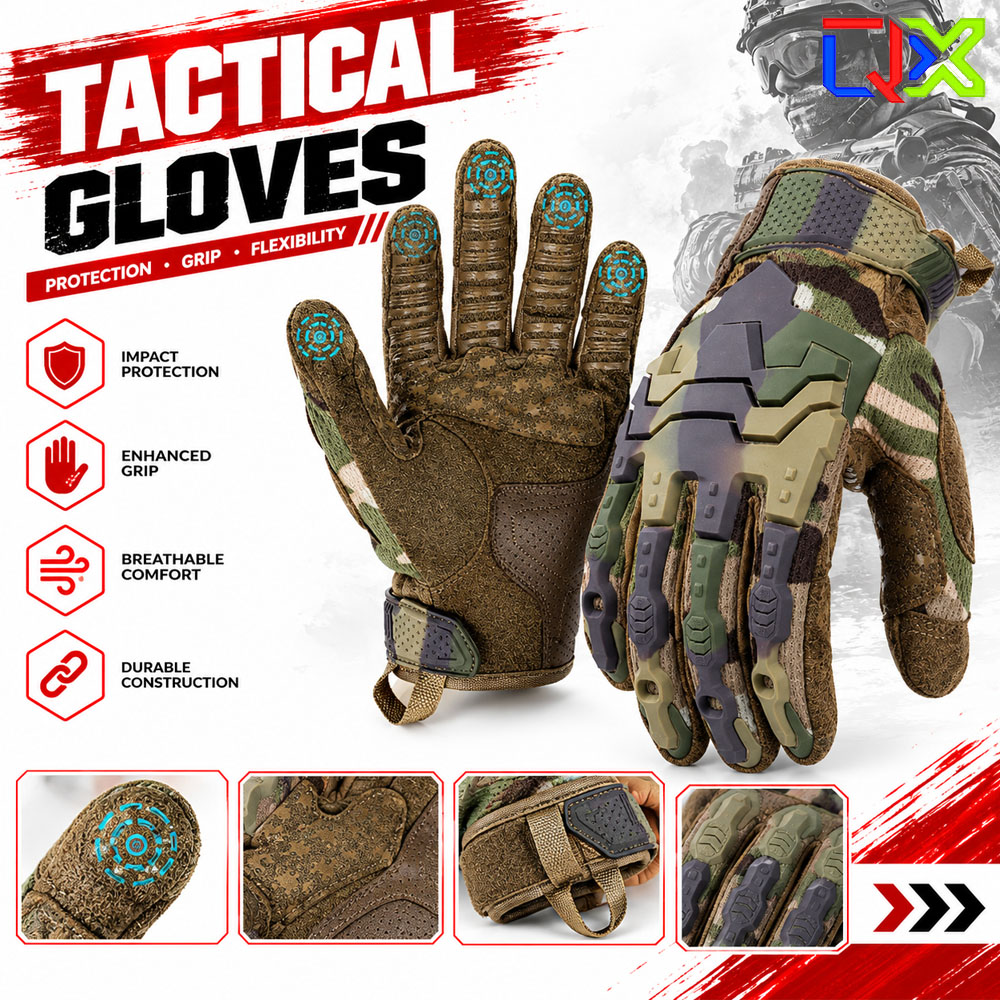 Work Glove Impact - QX Tactical Gloves Touch Screen Non
